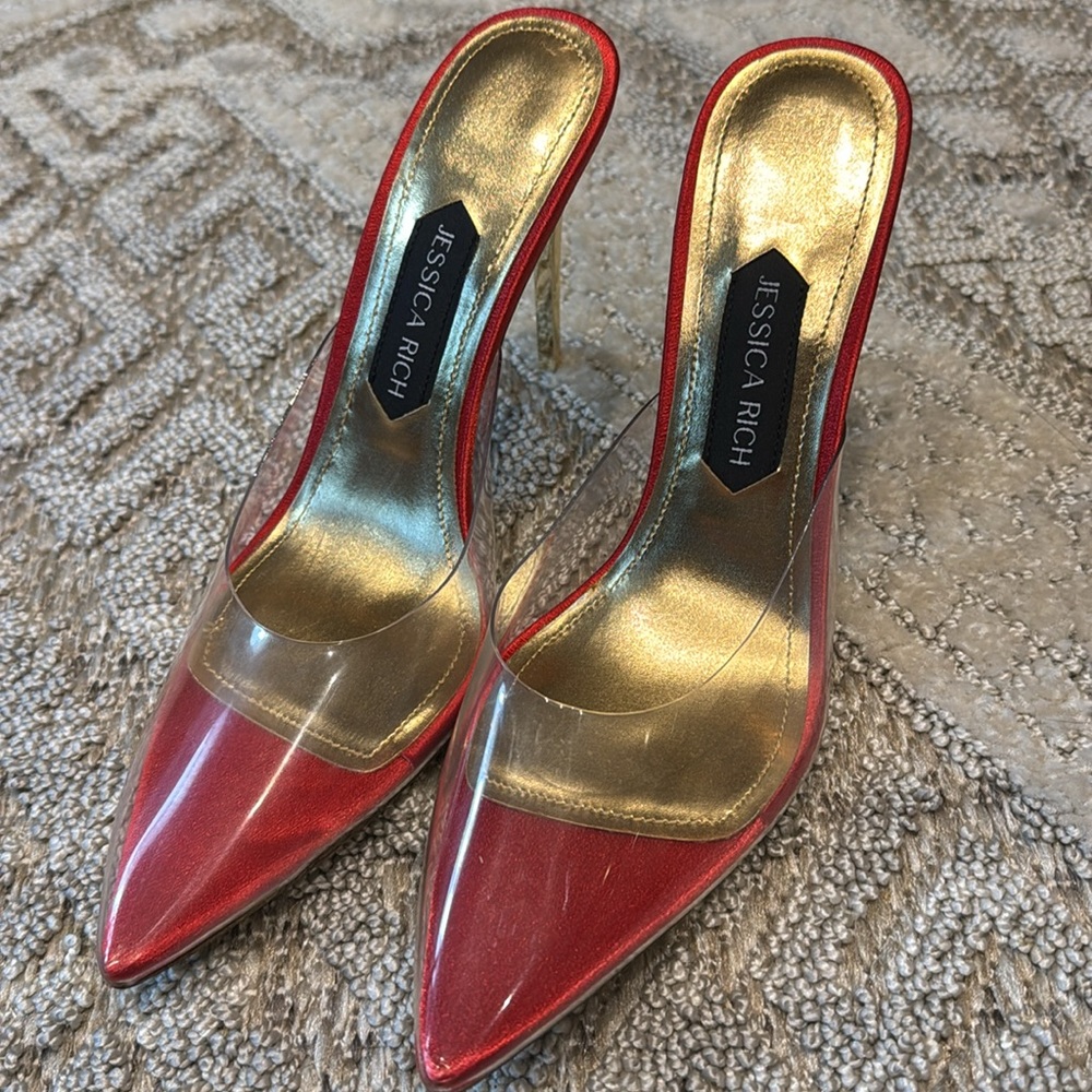 JESSICA RICH RACY MULE 120MM SATIN RED - Picture 5 of 5